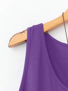 EMERY ROSE 大码女式黑色蕾丝拼布吊带背心 - 紫色 - 查看 5