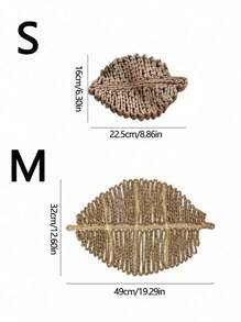 Cirelle Handmade Grass Weaving Table Mat Heat Insulation Mat With Leaf Shape For Dining Table Decoration, Bohemian Style , Rama Table Decor, Family Dining, Party Use, Kitchen Supplies, Kitchen Use, B&B Decor, Garden Use, High-End Hotel Supplies