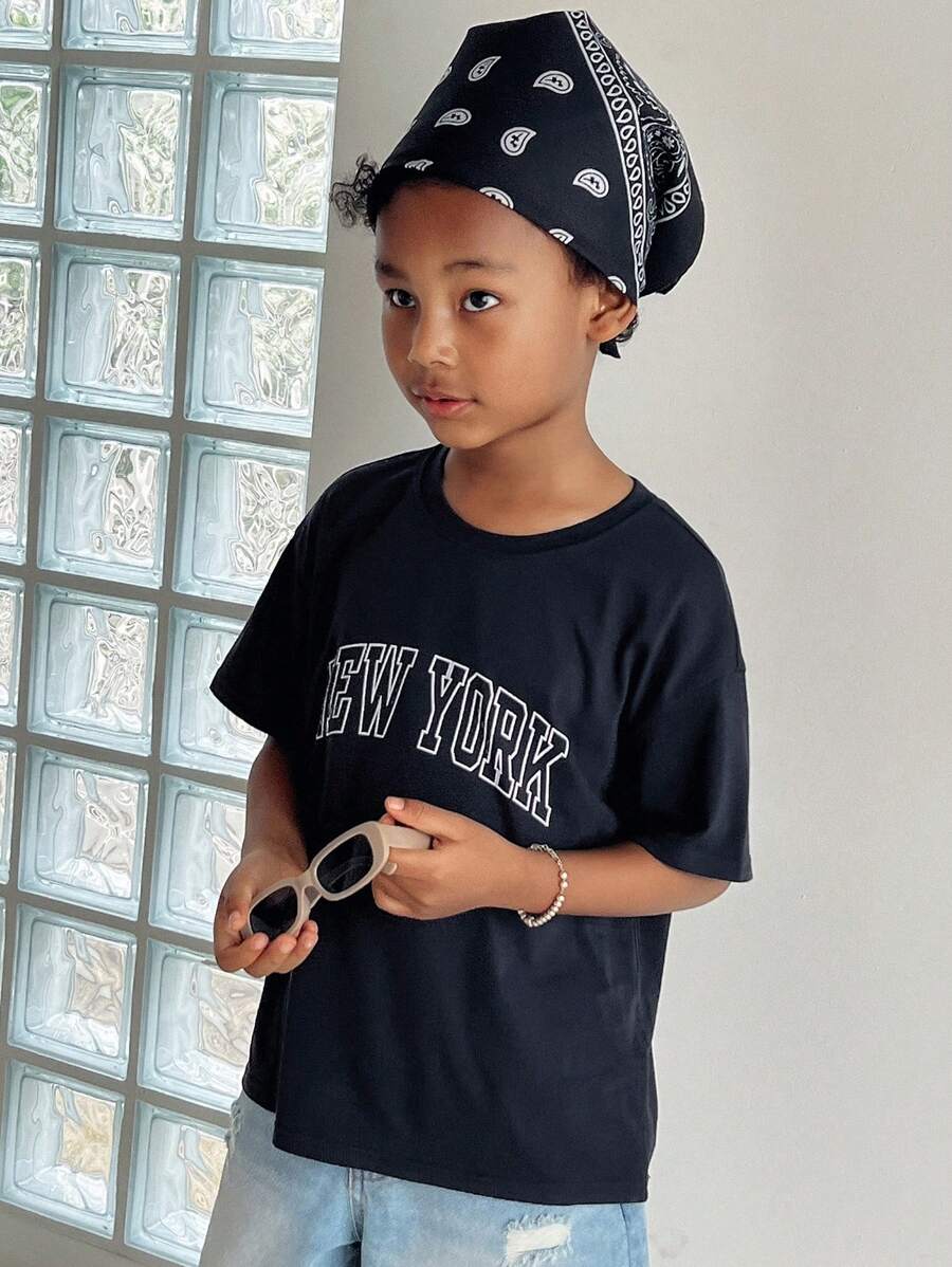 DAZY Tween Boys' Crew Neck Printed Short Sleeve T-Shirt, Summer,Back To School Clothes