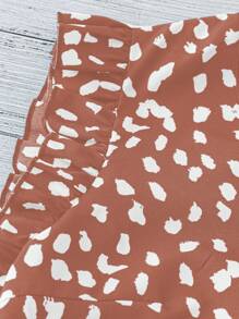 Chiquease French Style Elegant Woven V-Neck Cap Sleeve Regular Printed Women Blouse, New Summer Design - Pink - View 4