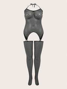 ChaseTheNight 1 pieza Body sexy de red para mujer de talla grande