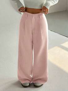 SHEIN PETITE Pantaloni morbidi e ampi di alta gamma con design vintage alla moda e di per il 2025