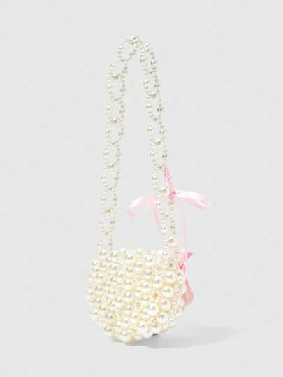 Kawaii Fashion Elegant Beaded 3D Flower Decor Shoulder Bag