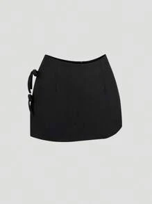 Sweetra 蝴蝶结蝴蝶结系带性感开叉 A 字型女式迷你裙，春夏设计