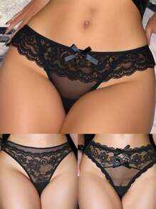 ROMWE Goth 3 件套哥特式蕾丝边丁字裤