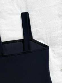 Sparklyn Young Girl Black And White Hollow One-Piece Swimsuit For Beach/Vacation