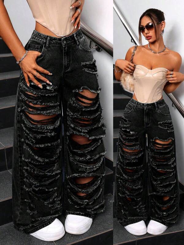 SHEIN ICON Jeans de mezclilla casual de uso diario y de moda sencilla para mujer