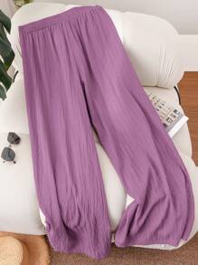 CosyJoli Quần dài công sở mùa xuân hè cỡ lớn cho nữ, phong cách ngày lễ tình nhân, đi làm, đi biển, quần dài thanh lịch, quần dài có túi, quần dài đi biển, quần mùa hè cho sinh viên đại học màu hoa oải hương - Màu Lilac Tím - Xem 2