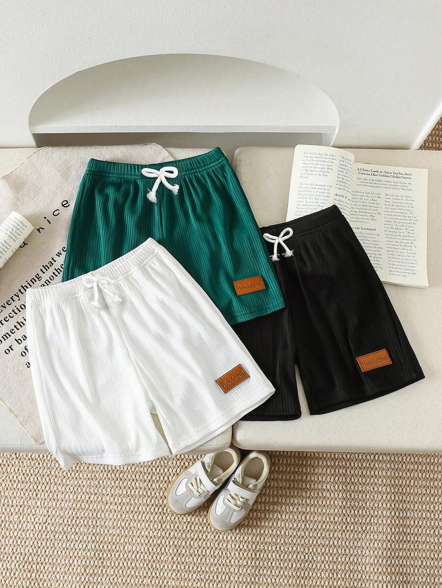 Shorts casuales de verano para niño con estampado de letras de unicolor