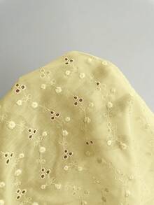 Comfortcana Summer Yellow Jacquard Woven Square Neck Shirt Top - Yellow - View 6