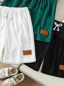 Shorts casuales de verano para niño con estampado de letras de unicolor