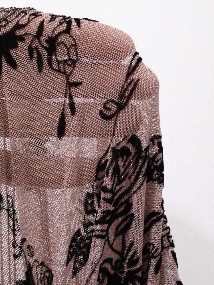 Women's Summer Mesh Floral Square Neck Ruched Casual Short Sleeve Blouse,Crop Tops Women