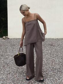 Livesso 新款夏季女士两件套纯色休闲度假装