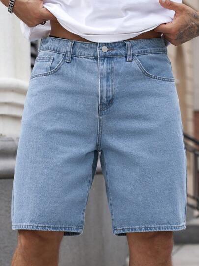 Manfinity Roughcore Shorts en jean boyfriend délavés pour hommes