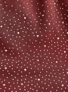 ROMWE MEN Quần short thường ngày đính kim cương lấp lánh cho nam, thời trang dạo phố - Màu Đỏ Sâu - Xem 2