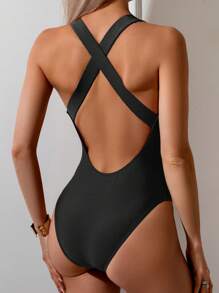 Swim Basics Novos maiôs de treino femininos de uma peça com costas cruzadas e costas nadador, trajes de banho de competição de uma peça adelgaçantes