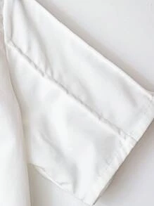 SHEIN Clasi 女式翻领短袖纽扣褶皱优雅衬衫 - 白色 - 查看 3