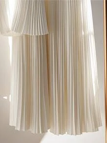 Franclia 2025 加大码女式优雅日常褶皱设计纯色搭配两件套服装，时尚百搭 - 杏色 - 查看 4