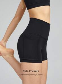 GLOWMODE 3.5" Featherfit™ 短路口袋短褲,配有防滑條紋透氣跑步健身房訓練褲 - 黑色 - 查看 3