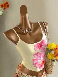 SHEIN EZwear Áo tank top ôm sát gợi cảm thường ngày dành cho nữ, chất liệu 95% cotton. - Nhiều màu - Xem 11