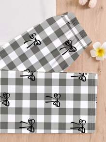 SHEIN Conjunto de pantalón y top de manga corta con lazo decorativo, estilo casual y sencillo para niñas pre-adolescentes, adecuado para el verano