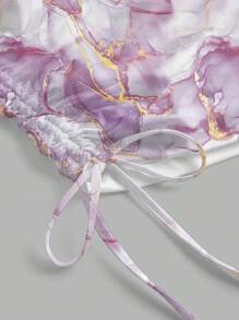 Firerie 夏季女士优雅度假紫色扎染图案垂坠领口不对称抽绳腰部迷你紧身吊带裙，适合度假、优雅约会、音乐节 - 彩色 - 查看 8