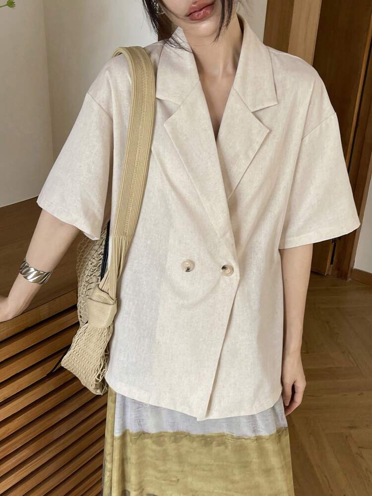 Summer New Women Business Casual Loose Blazer Linen