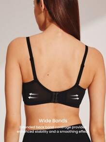 LUVLETTE Woman Lingerie Lounge Curve Sheer Full Coverage Support&Breathable Underwire Sexy Unlined Black Lace Elegance & Mesh Minimizer Bra Bridal Intimates