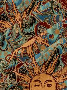 SHEIN MOD Casual Sun Pattern Minimalist Tie Neck Loose Fit Halter Top, Versatile, Retro, Vacations ,Country Concert Suitable For Going Out