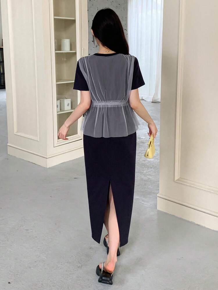Women's Printed Short Sleeve Midi Dress, Spring/Summer
