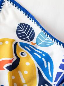 SHEIN LUNE Đầm hở lưng in họa tiết nhiệt đới Bohemian cỡ lớn cho nữ - Nhiều màu - Xem 5