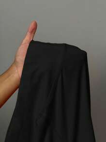 Slaydiva Plus Size Women High Waist Solid Color Yoga Pants, High Waist Elastic Pants, Slimming Fitness Leggings Suitable For Going Out - Black - View 7