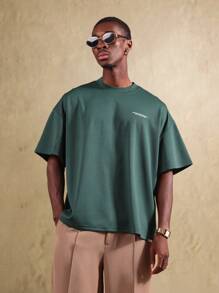 SUMWON Tokyo Collection Oversized T-Shirt Urban Streetwear Japanese Back Print Casual Summer Athletic Boxy Fit Short Sleeve Top - Green - View 2