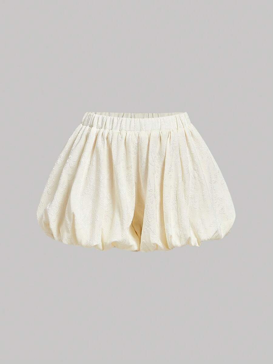 SHEIN MOD 女士松紧腰杏色提花泡泡短裤，夏季，日常穿着，夏季，海岛度假服装，西部风，波西米亚风女装，海滩度假服装，伊比沙岛服装，仙女风，迷你短裤，低腰短裤，优雅