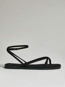 SHUZIA Sandalias planas cómodas y casuales básicas para el verano, ideales para vacaciones y uso diario - Negro - Ver 7