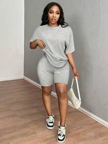 SHEIN SXY 女士日常两件套服装 - 灰色 - 查看 3
