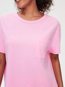 LUVLETTE Weiches Baumwoll-Loungewear-Set aus kurzärmeliger Crew-Neck-Oberteil in Rosa und Shorts, luftige Pyjama-Garnitur, sportlich-lässige, bequeme Outfits mit Taschen, Lingerie als Oberbekleidung