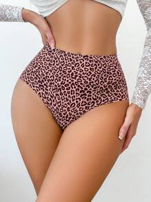 SHEIN 1pc Women Leopard Print High-Waisted Briefs