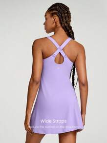 GLOWMODE FeatherFit™-Air Peekaboo Everyday Built-In Shorts Pocket Anti-Slip Dress Light Support Low Impact Yoga Studio Spring Dress Summer Quick Dry Moisture Wicking