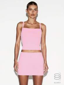 MUSERA ESSENTIALS Slinky Strappy Vest Top Basic Airport Outfits Holiday Comfy Cute Fall - Pink - View 2