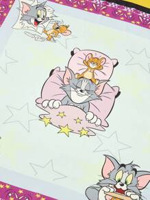 TOM & JERRY X SHEIN Modisch & süßes lila großes Tuch mit Cartoon Muster