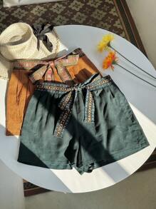 Zolique Damen Retro-Stil Farbblock Loose Vacation Lässig Shorts - Verschiedenfarbig - Übersicht 1