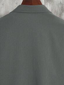 Manfinity Homme 2pcs Men's Casual Solid Color Short Sleeve Shirt And Pants Set, Cozy Outfits - Dark Grey - View 3