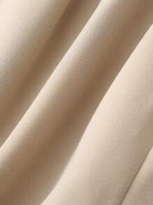 Franclia Casual Fashion All-Match Commuting High Elastic Pure Black One-Shoulder Pleated Top And Khaki Fake Pocket Skirt Pants With Belt Ladies Two Pieces Set - Khaki - View 4