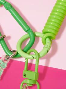 THE POWERPUFF GIRLS X SHEIN 1 个绿色泡泡和太阳镜图案吊坠电话线，1 个绿色 D 形环钥匙扣 - 綠色 - 查看 4