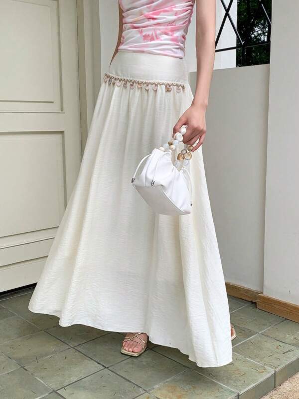 Celisse Women's Casual Pendant Decor Super Long Skirt