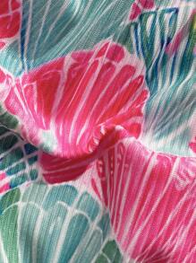 Swim Mod Women's Tropical Plant Print Twist Front Bikini Top For Summer Beach Vacation