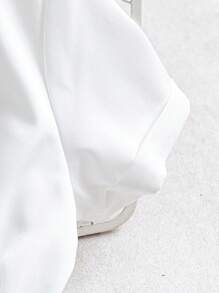 Franclia Damen Einfarbiges Lässig Kurzkleid mit umgeschlagenem Kragen, Kurzarm und Gürtel um die Taille