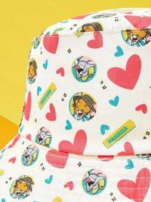 TOM & JERRY X SHEIN Reversible Allover Print Bucket Hat For Beach - White - View 4