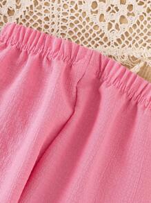 Toddler Girls 2pcs Solid Knot Front Trousers - Multicolor - View 8